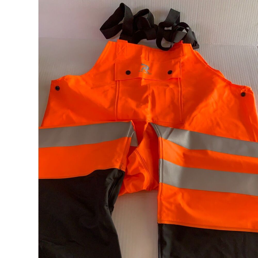 RainRider Waterproof Bib Pants/Overalls for Men - Reflective Safety